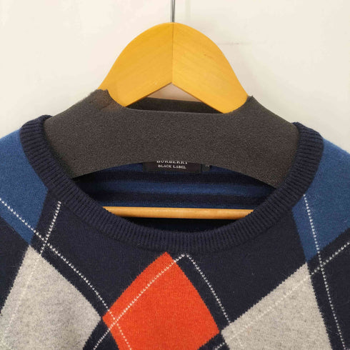 バーバリーブラックレーベル BURBERRY BLACK LABEL アーガイル柄 ニットセーター メンズ JPN:2