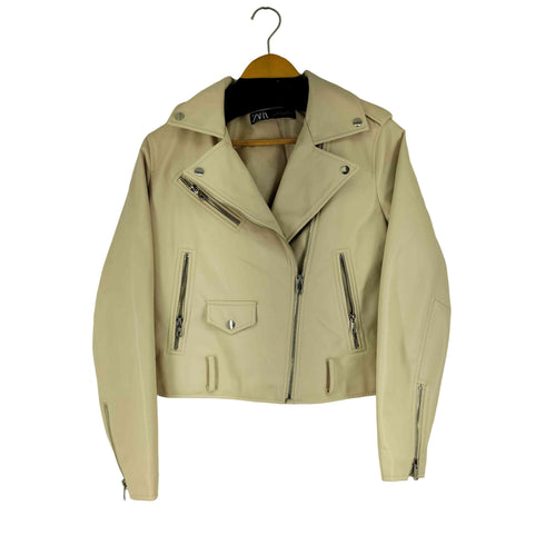 ザラ ZARA フェイクレザー ライダース ジャケット レディース import:L
