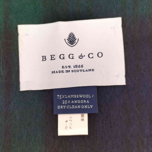 ベグアンドコー BEGG&CO 英国製 アンゴラ混 チェック マフラー レディース