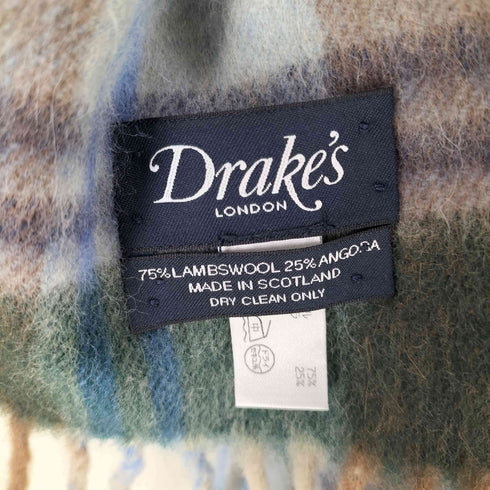 ドレイクス Drakes スコットランド製 アンゴラ混 チェック マフラー メンズ