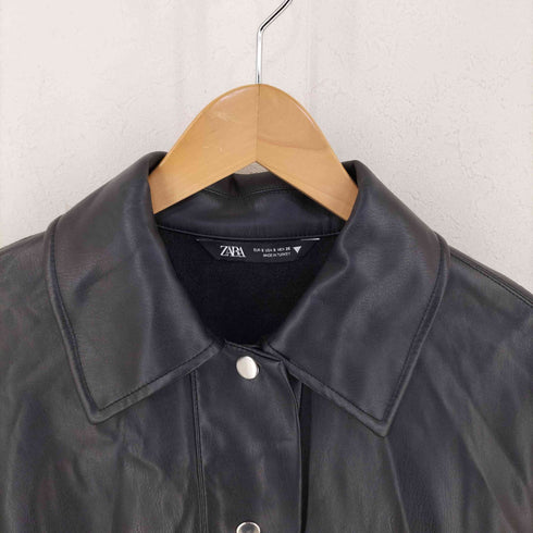 ザラ ZARA フェイクレザーオーバーシャツジャケット レディース import:S