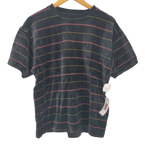 アディダスオリジナルス adidas Originals skateboarding VELOUR JERSEY トレフォイルロゴ 刺繍 ボーダー ベロア Tシャツ メンズ JPN:M