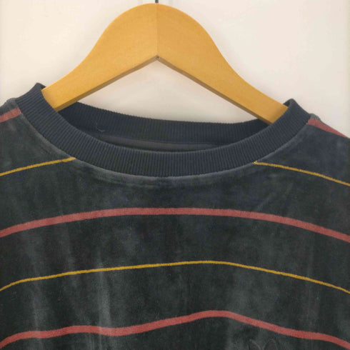 アディダスオリジナルス adidas Originals skateboarding VELOUR JERSEY トレフォイルロゴ 刺繍 ボーダー ベロア Tシャツ メンズ JPN:M