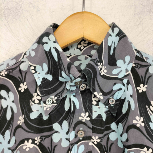 バーバリーブラックレーベル BURBERRY BLACK LABEL ボタニカル柄 コットン ボタンダウンシャツ メンズ JPN:2