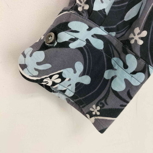 バーバリーブラックレーベル BURBERRY BLACK LABEL ボタニカル柄 コットン ボタンダウンシャツ メンズ JPN:2