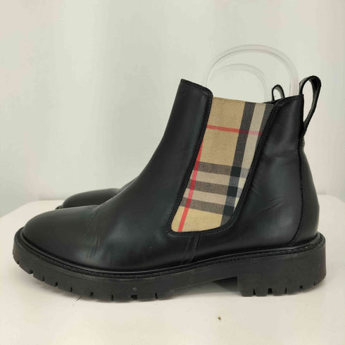 バーバリー BURBERRY ノバチェック レザー チェルシーブーツ レディース 38