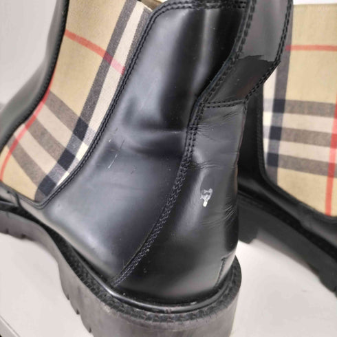 バーバリー BURBERRY ノバチェック レザー チェルシーブーツ レディース 38