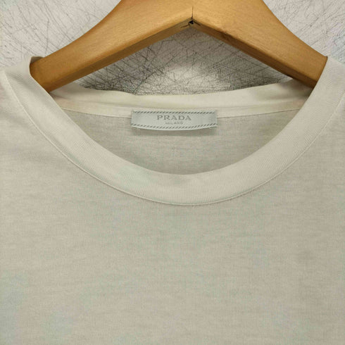 プラダ PRADA ラバーナイロン切替 ラバーロゴ ポケット クルーネック Tシャツ メンズ import:XS