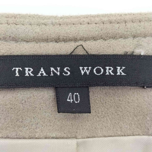 トランスワーク TRANS WORK フリル スエード ノーカラー ジャケット レディース JPN:40