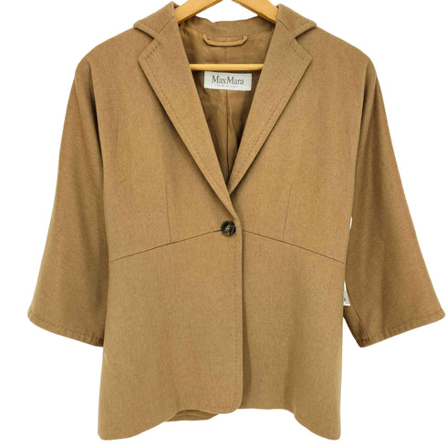 マックスマーラ MAX MARA イタリア製 白タグ キャメル100 七分袖 テーラードジャケット レディース JPN:40