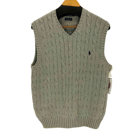 ポロバイラルフローレン Polo by RALPH LAUREN PIMA COTTON ポニー刺繍 ケーブル編み ニットベスト メンズ import:L