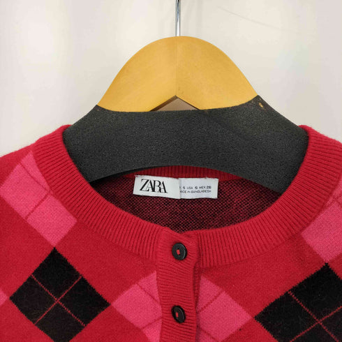 ザラ ZARA アーガイル柄 ニットカーディガン レディース import:S