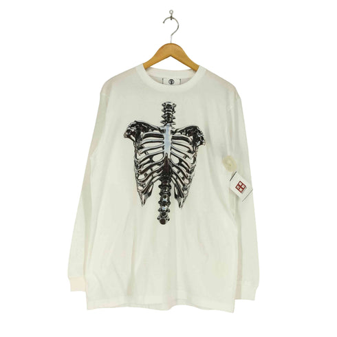 プリントスター printstar traitor メタリック ボーン スカル 骸骨 プリント L/S クルーネック Tシャツ Y2K メンズ import:L