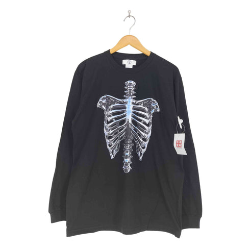 プリントスター printstar traitor メタリック ボーン スカル 骸骨 プリント L/S クルーネック Tシャツ Y2K メンズ import:L
