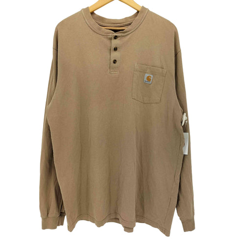 カーハート Carhartt メキシコ製 ロゴ 刺繍 ヘンリーネック L/S Tシャツ メンズ import:L