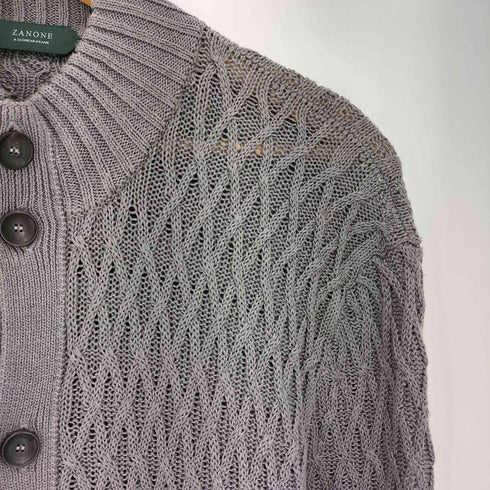 ザノーネ ZANONE リネンコットン ミドルゲージ スタンドカラー カーディガン メンズ 52