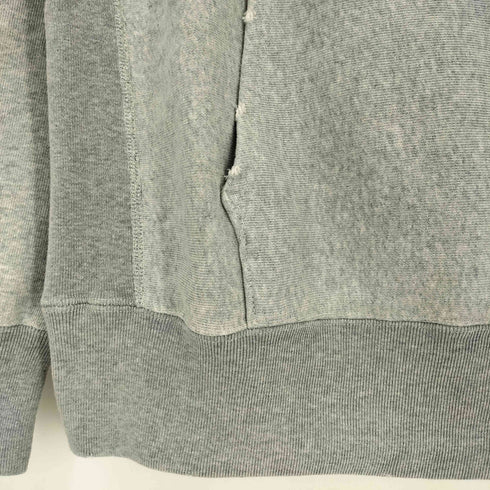 チャンピオン Champion REVERSE WEAVE 緑単色タグ復刻 ダメージ加工 フロントプリント プルオーバー パーカー メンズ import:M