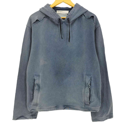 hussein chalayan 90-00s archive Distressed Double-Face Pullover Hoodie 裏地パイル ダメージ ダブルフェイス プルオーバーパーカー メンズ 44