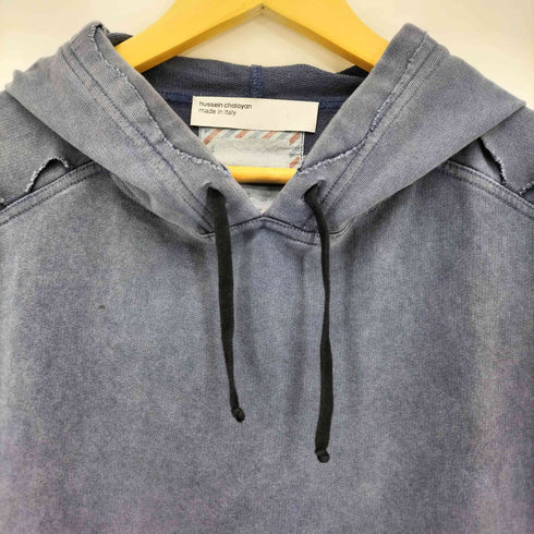 hussein chalayan 90-00s archive Distressed Double-Face Pullover Hoodie 裏地パイル ダメージ ダブルフェイス プルオーバーパーカー メンズ 44
