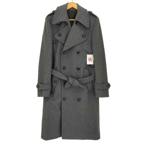 クリスヴァンアッシュ KRIS VAN ASSCHE クルミボタン カシミヤ混 ウール ベルテッド トレンチ コート メンズ 46