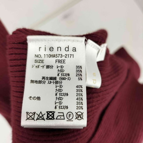 リエンダ rienda ロゴジャガードニットタイトワンピース レディース FREE