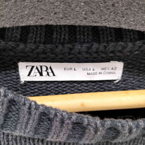 ザラ ZARA ダメージ加工 コットンニット メンズ import:L