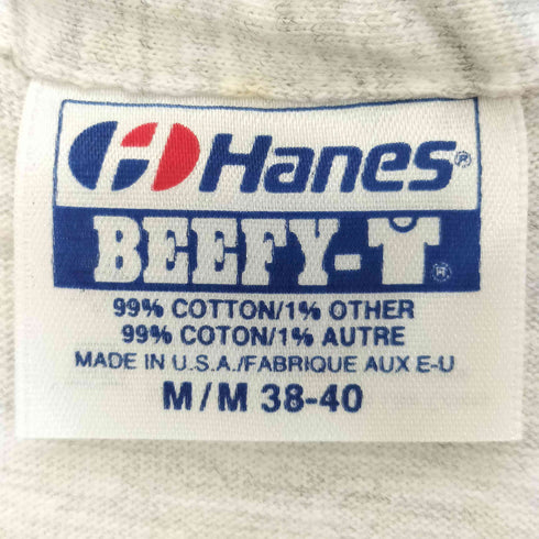 90s Hanes ボディ 袖裾シングルステッチ mineral county プリント クルーネック半袖Tシャツ メンズ import:M