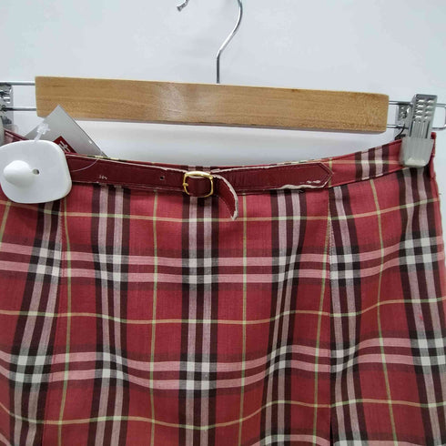 バーバリーブルーレーベル BURBERRY BLUE LABEL Checked Midi Skirt レザー ベルト タータン チェック スリット ミディ スカート レディース EUR:38
