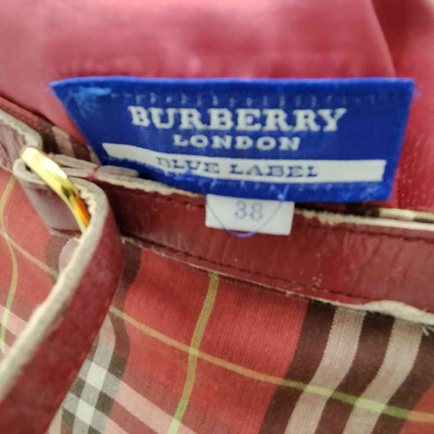 バーバリーブルーレーベル BURBERRY BLUE LABEL Checked Midi Skirt レザー ベルト タータン チェック スリット ミディ スカート レディース EUR:38