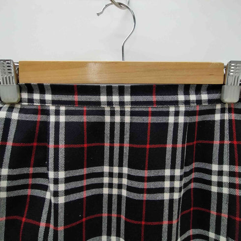 バーバリーブルーレーベル BURBERRY BLUE LABEL Checked Pleated Wrap Midi Skirt レザー ベルト ウール タータン チェック フリンジ 巻き ラップ ミディ プリーツ スカート レディース EUR:38