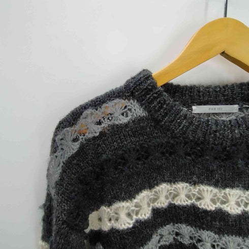 パーリッシィ PAR ICI KHWOPA HAND KNIT ボーダー ハンド 手編み ニット レディース FREE