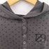 ILLIGO 129 Button Hoodie Long Sleeve 129ボタンフードロングスリーブドットチャコール レディース
