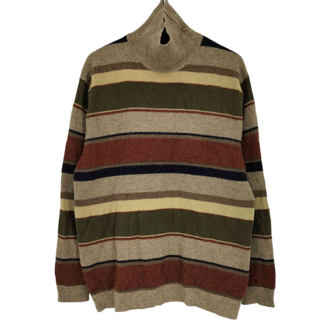 エディーバウアー Eddie Bauer タートルネック マルチボーダー ウールニット メンズ import:XL