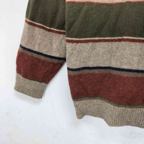 エディーバウアー Eddie Bauer タートルネック マルチボーダー ウールニット メンズ import:XL