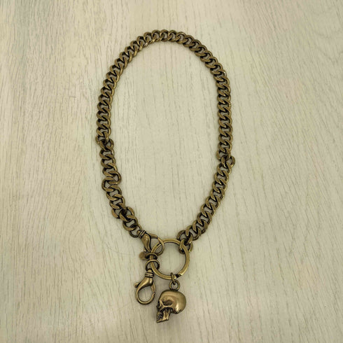 アレキサンダーマックイーン Alexander McQueen イタリア製 スカル ゴールド 喜平 ウォレットチェーン メンズ