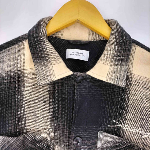 サタデーズニューヨークシティ Saturdays NYC ロゴ刺繍 オンブレチェック ネルシャツ ボックスシルエット メンズ JPN:S