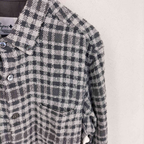 パパス papas 起毛 ボタンダウンチェックシャツ メンズ L
