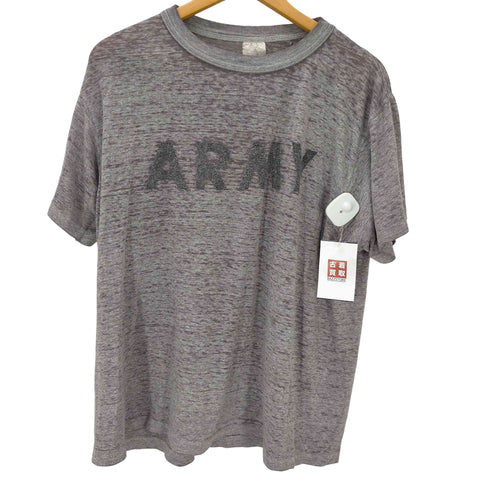 ユーエスアーミー U.S. ARMY 80-90S 米軍 ARMY アーミー S/S ステンシル ロゴ プリント ポリ混 Tシャツ シングルステッチ 霜降り メンズ import:L