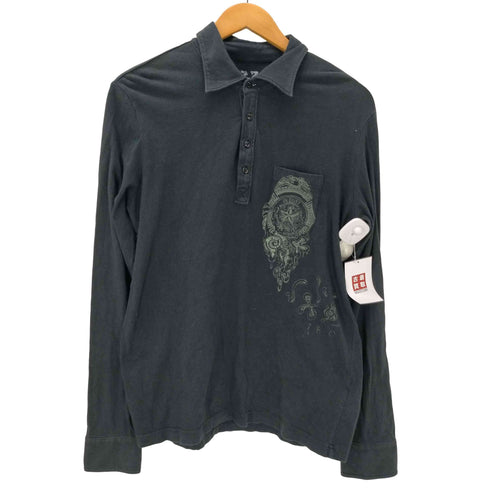 ディーゼル DIESEL 00S IN DUST グラフィック プリント L/S ポロ カットソー Y2K メンズ import:M