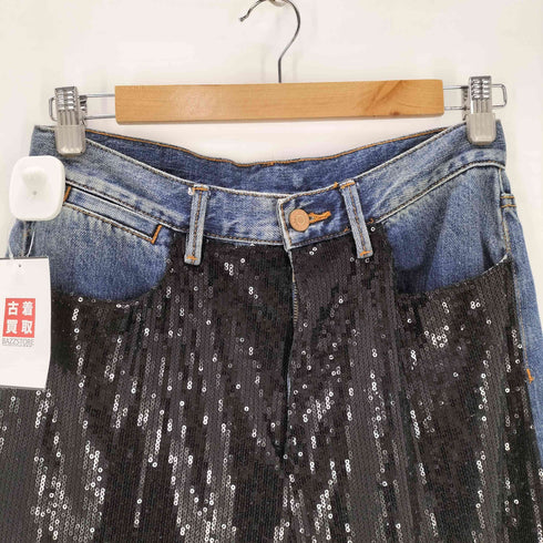 BDG Glitter Sequins Docking Pattern Rebuild Denim Pants ラメ スパンコール ドッキング パターン リビルド デニム パンツ Y2K メンズ 28