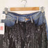BDG Glitter Sequins Docking Pattern Rebuild Denim Pants ラメ スパンコール ドッキング パターン リビルド デニム パンツ Y2K メンズ 28