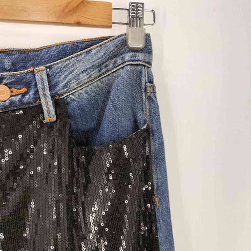 BDG Glitter Sequins Docking Pattern Rebuild Denim Pants ラメ スパンコール ドッキング パターン リビルド デニム パンツ Y2K メンズ 28