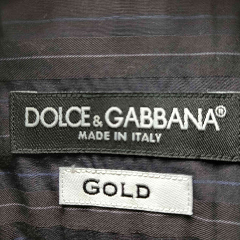 ドルチェアンドガッバーナ DOLCE&GABBANA 00S MADE IN ITALY Striped Dress Shirt イタリア製 L/S バックタック デザイン ストライプ ワイドカラー ドレス シャツ 襟芯 メンズ 39/ 15 2/1