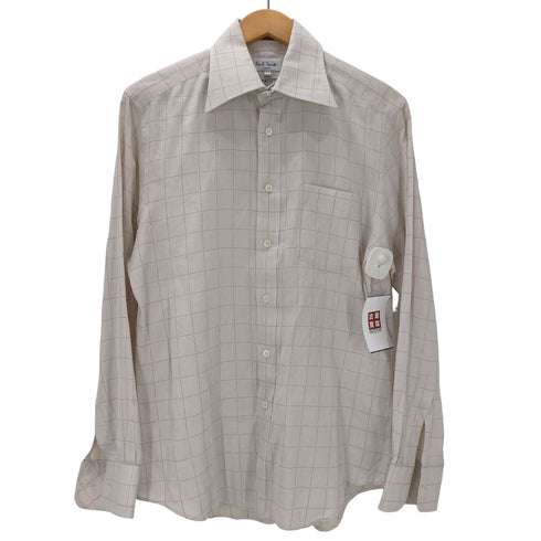 ポールスミスロンドン Paul Smith LONDON MADE IN ITALY Checkered Dress Shirt イタリア製 生地 ステッチ チェック ワイドカラー ドレス シャツ 襟芯 メンズ import:M