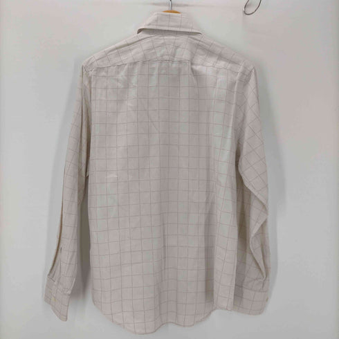 ポールスミスロンドン Paul Smith LONDON MADE IN ITALY Checkered Dress Shirt イタリア製 生地 ステッチ チェック ワイドカラー ドレス シャツ 襟芯 メンズ import:M