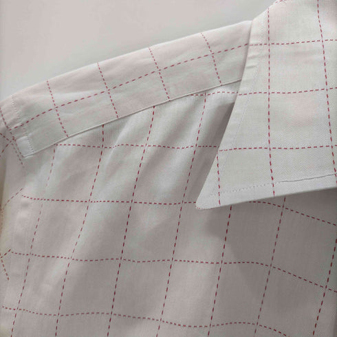 ポールスミスロンドン Paul Smith LONDON MADE IN ITALY Checkered Dress Shirt イタリア製 生地 ステッチ チェック ワイドカラー ドレス シャツ 襟芯 メンズ import:M