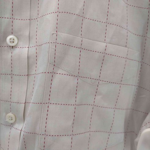 ポールスミスロンドン Paul Smith LONDON MADE IN ITALY Checkered Dress Shirt イタリア製 生地 ステッチ チェック ワイドカラー ドレス シャツ 襟芯 メンズ import:M