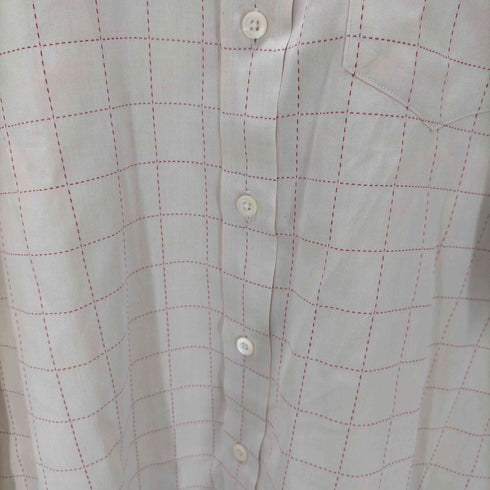 ポールスミスロンドン Paul Smith LONDON MADE IN ITALY Checkered Dress Shirt イタリア製 生地 ステッチ チェック ワイドカラー ドレス シャツ 襟芯 メンズ import:M