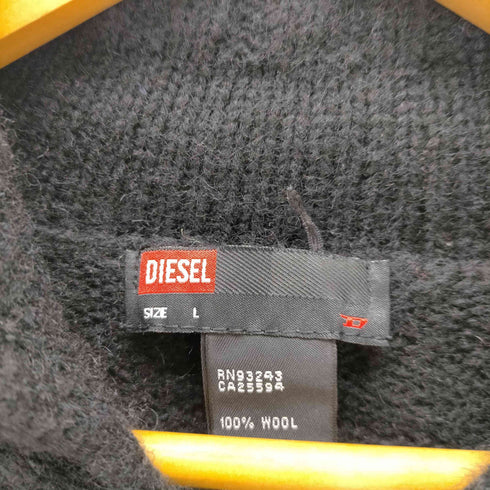 ディーゼル DIESEL 90-00S OLD パンドラ期 ロゴ エンブレム ローゲージ リブ編み 襟付き ドライバーズ ポロ ニット セーター Y2K メンズ import:L
