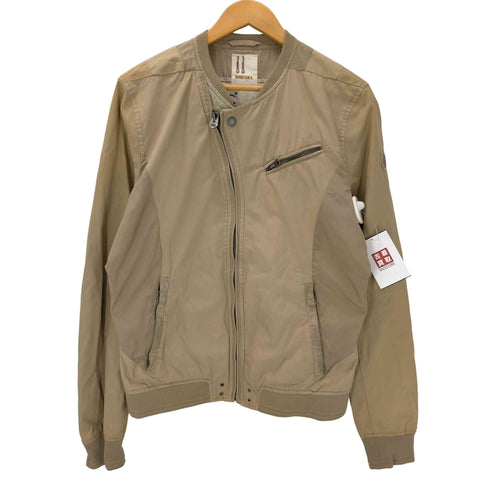 ディーゼル DIESEL 90-00S OLD ピッグスキン 異素材 切り替え カーブ スイッチング コットン ライダース ジャケット ベル型 TALON ジップ Y2K メンズ import:M